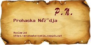 Prohaska Nádja névjegykártya